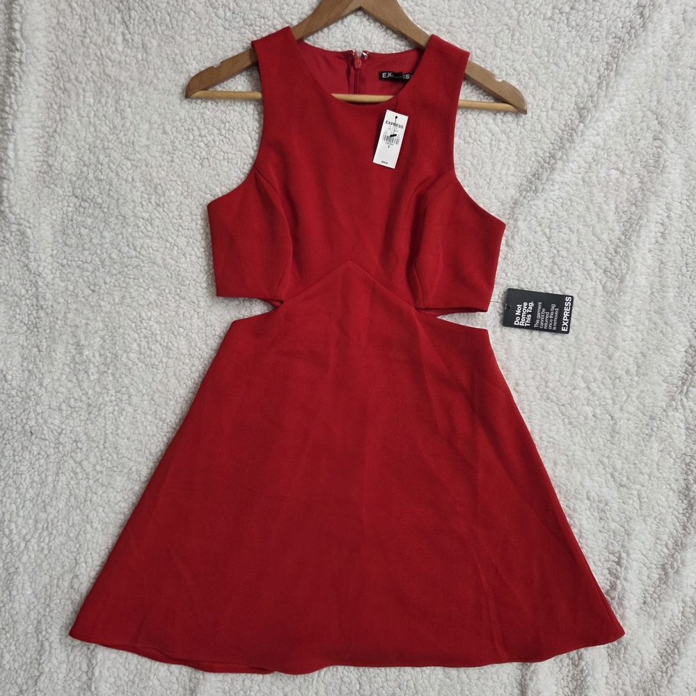 NWT Express Elegant Red Sleeveless Dress Christmas‎ Party Sexy Women 6